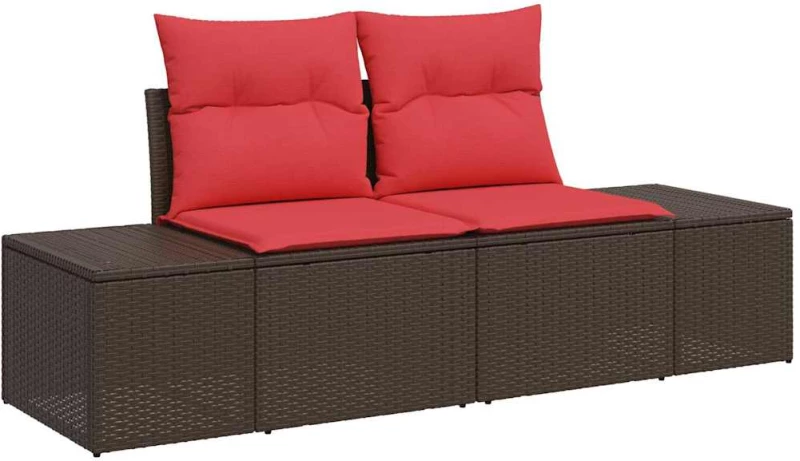 vidaXL Σετ Καναπέ με μαξιλάρι 4 pcs Καφέ Πολυ Ρατάν