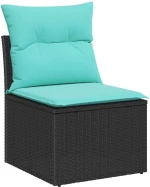 vidaXL Σετ Καναπέ Κήπου με μαξιλάρι 6 pcs Μαύρο συνθετικό ρατάν