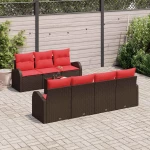 vidaXL Σετ Καναπέ 8 pcs Καφέ και Κόκκινο Πολυεστέρας
