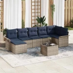 vidaXL Σετ Καναπέ Κήπου με αποθήκευση 8 pcs Γκρι συνθετικό ρατάν