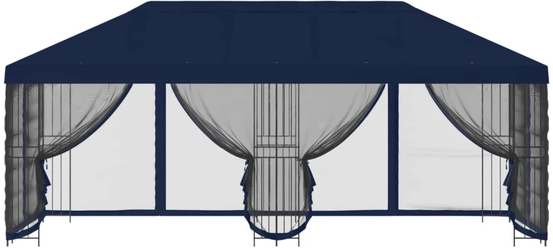 vidaXL Κιόσκι με Πλαϊνές Τοίχους 6 x 3 m Μπλε Πολυεστέρας και Χάλυβας