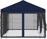 vidaXL Κιόσκι με Πλαϊνές Τοίχους 6 x 3 m Μπλε Πολυεστέρας και Χάλυβας