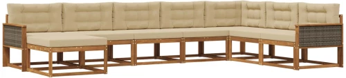 vidaXL Σειρά Καναπέ Εξωτερικού με μαξιλάρι 8 pcs Φυσικό και Μπεζ