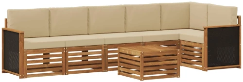 vidaXL Σαλονάκι Γωνιακού Καναπέ με μαξιλάρι 6 pcs Φυσικό