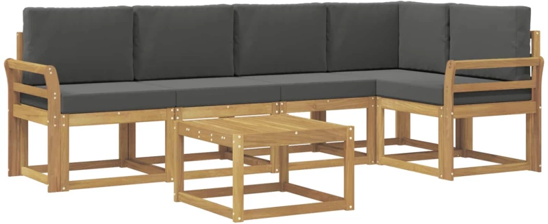 vidaXL Σειρά Καναπέ Εξωτερικού με μαξιλάρι 6 pcs Άσπρο και Ανθρακί