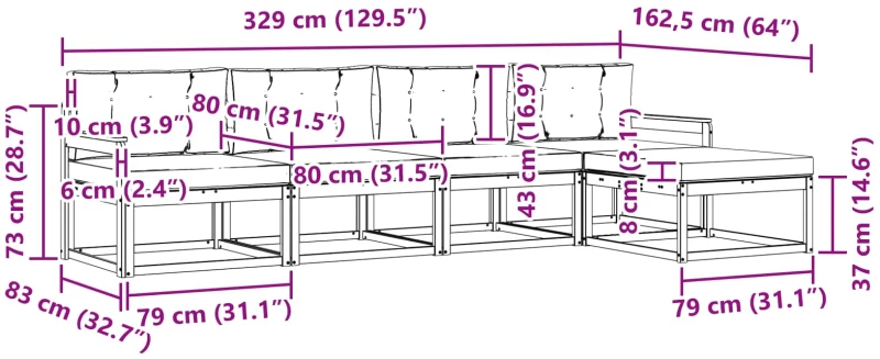 vidaXL Σειρά Καναπέ Εξωτερικού 4 pcs Λευκό και Ανοιχτό Γκρι
