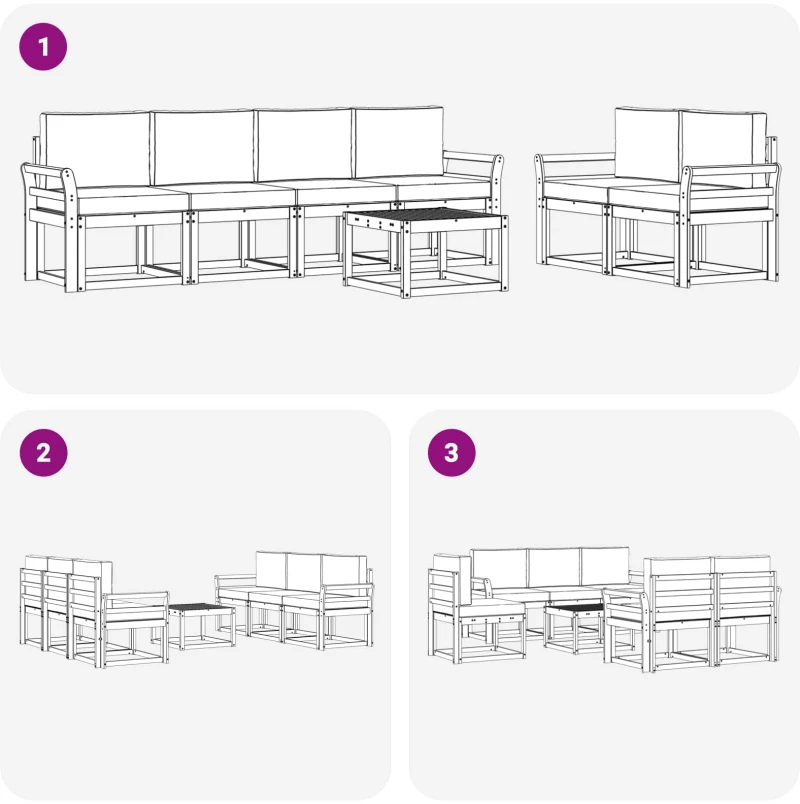 vidaXL Σειρά Καναπέ Εξωτερικού με μαξιλάρι 7 pcs Άσπρο και Ανθρακί