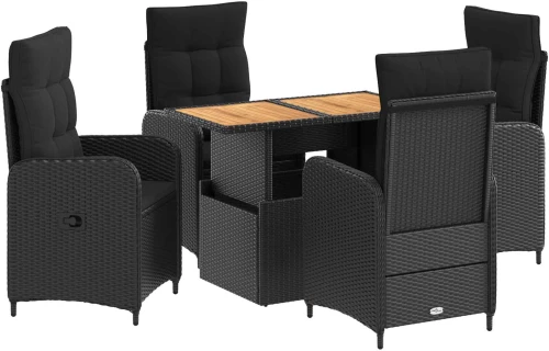 vidaXL Σετ Εξωτερικής Τραπέζης 5 pcs Μαύρο