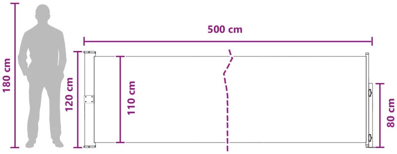 vidaXL Ανακλινόμενος Πλευρικός Απλώστρα Taupe 500 x 117 εκ.