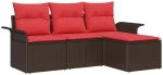 vidaXL Σετ Καναπέ Κήπου με μαξιλάρι 4 pcs Καφέ συνθετικό ρατάν