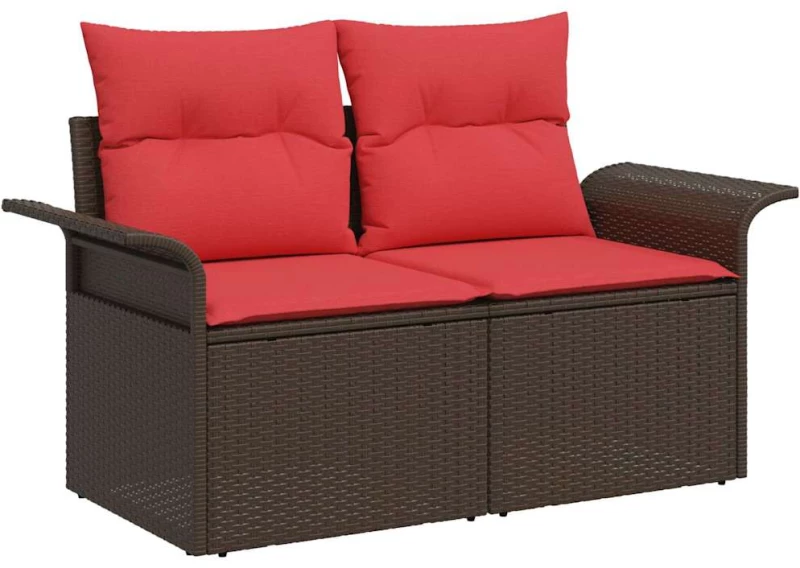 vidaXL Σετ Καναπέ Κήπου με μαξιλάρι 4 pcs Καφέ συνθετικό ρατάν