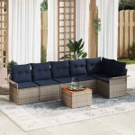 vidaXL Σετ Καναπέ Κήπου με μαξιλάρι 7 pcs Γκρι συνθετικό ρατάν