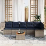 vidaXL Σετ Καναπέ Κήπου με μαξιλάρι 7 pcs Γκρι συνθετικό ρατάν