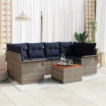 vidaXL Σετ Καναπέ Κήπου με μαξιλάρι 7 pcs Γκρι συνθετικό ρατάν