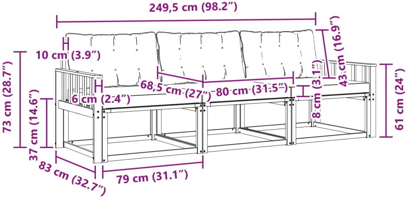 vidaXL Σειρά Καναπέ Εξωτερικού 3 pcs Λευκό και Ανοιχτό Γκρι