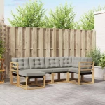 vidaXL Σειρά Καναπέ Εξωτερικού 6 pcs Λευκό και Ανοιχτό Γκρι