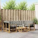 vidaXL Σειρά Καναπέ Εξωτερικού 7 pcs Λευκό και Ανοιχτό Γκρι