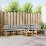 vidaXL Σειρά Καναπέ Εξωτερικού 7 pcs Λευκό και Ανοιχτό Γκρι