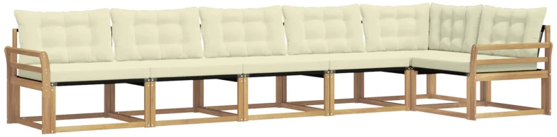 vidaXL Σειρά Καναπέ Εξωτερικού με μαξιλάρι 6 pcs Λευκό και Κρεμ