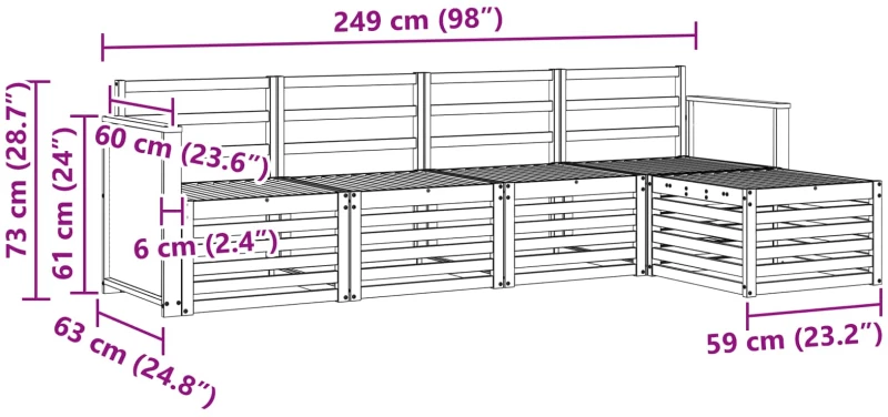 vidaXL Σειρά Καναπέ Εξωτερικού 5 pcs Φυσικό