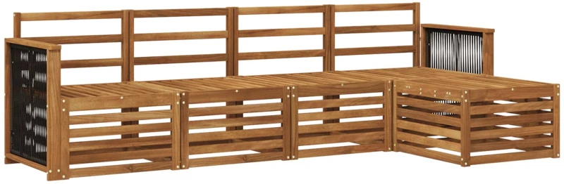 vidaXL Σειρά Καναπέ Εξωτερικού 5 pcs Φυσικό