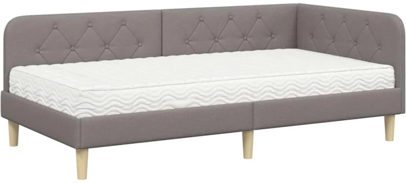 vidaXL Κρεβάτι Γωνίας Taupe 90 x 190 cm ύφασμα