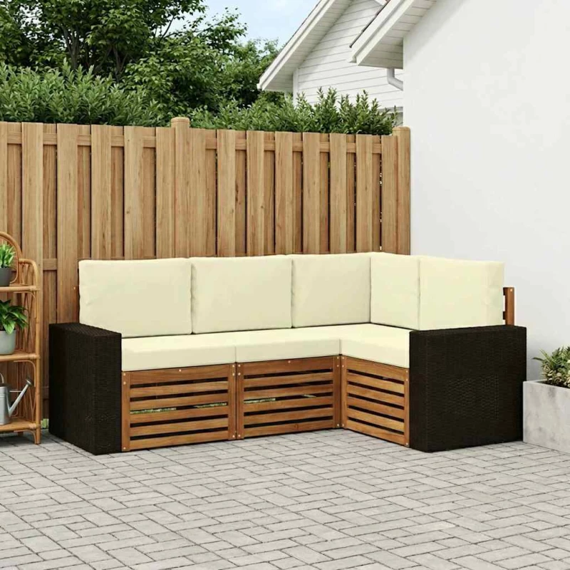 vidaXL Σετ Καναπέ με μαξιλάρι 4 pcs Στερεό Ξύλο Ακακίας