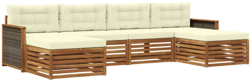 vidaXL Σετ Καναπέ με μαξιλάρι 6 pcs Στερεό Ξύλο Ακακίας