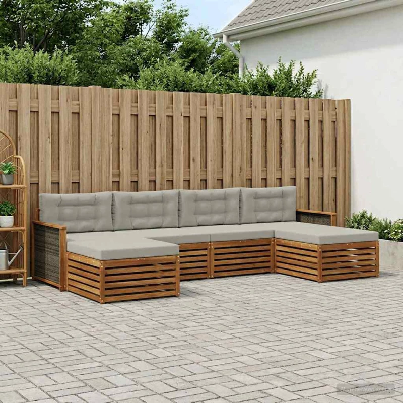 vidaXL Σετ Καναπέ με μαξιλάρι 6 pcs Στερεό Ξύλο Ακακίας