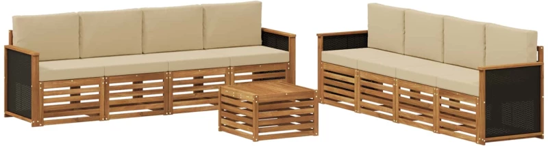 vidaXL Σετ Καναπέ με μαξιλάρι 9 pcs Στερεό Ξύλο Ακακίας
