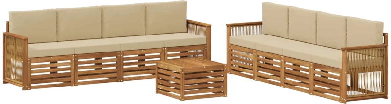 vidaXL Σετ Καναπέ με μαξιλάρι 9 pcs Στερεό Ξύλο Ακακίας