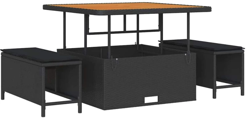 vidaXL Σετ Καναπέ Κήπου με μαξιλάρι 9 pcs Μαύρο συνθετικό ρατάν