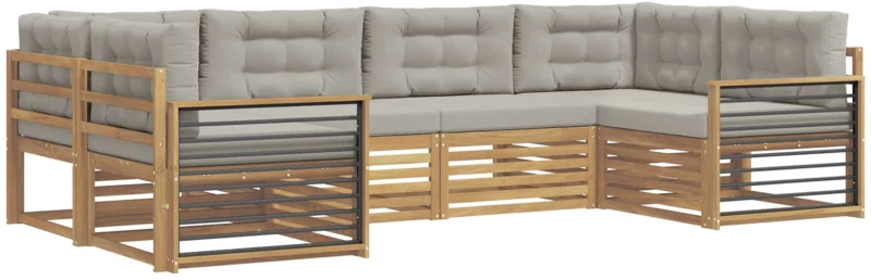 vidaXL Σειρά Καναπέ Εξωτερικού 6 pcs Λευκό και Ανοιχτό Γκρι