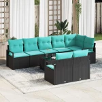 vidaXL Σετ Καναπέ 9 pcs Μαύρο συνθετικό ρατάν