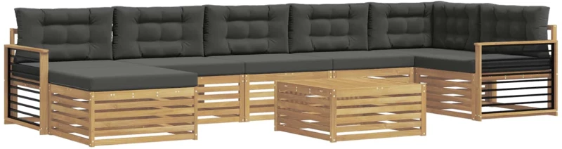 vidaXL Σειρά Καναπέ Εξωτερικού με μαξιλάρι 8 pcs Άσπρο και Ανθρακί