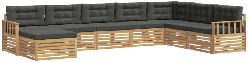 vidaXL Σειρά Καναπέ Εξωτερικού με μαξιλάρι 8 pcs Άσπρο και Ανθρακί