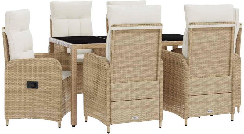 vidaXL Σετ Εξωτερικής Τραπέζης 7 pcs Μπεζ και Κρέμ 150 x 90 x 75 cm