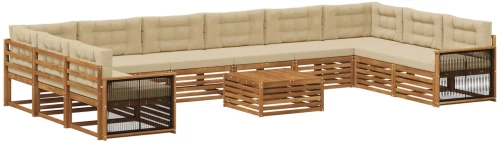 vidaXL Σετ Καναπέ με μαξιλάρι 11 pcs Στερεό Ξύλο Ακακίας