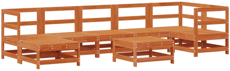 vidaXL Σετ Ξαπλώστρας Κήπου 8 pcs Κερί Παλαίωσης Μασίφ Ξύλο Πεύκου