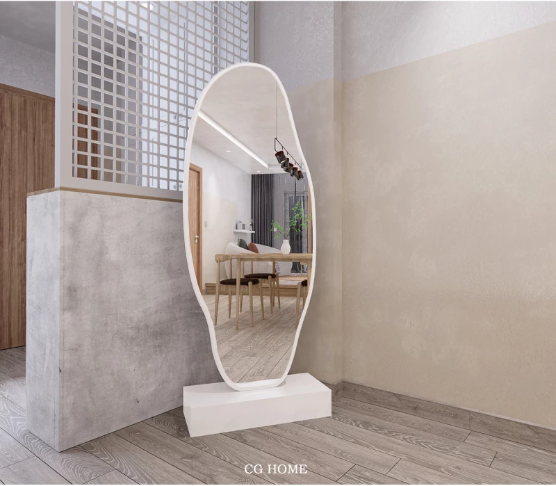 Stewehome Ασύμμετρος καθρέφτης δαπέδου MDF με ακρυλική χρυσή βαφή