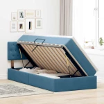 vidaXL Κρεβάτι Αποθήκης με στρώμα Σκούρο Μπλε 90 x 190 cm Βελούδο