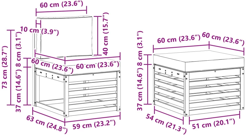 vidaXL Σειρά Καναπέ Εξωτερικού 5 pcs Λευκό και Ανοιχτό Γκρι