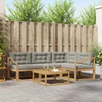 vidaXL Σειρά Καναπέ Εξωτερικού 5 pcs Λευκό και Ανοιχτό Γκρι