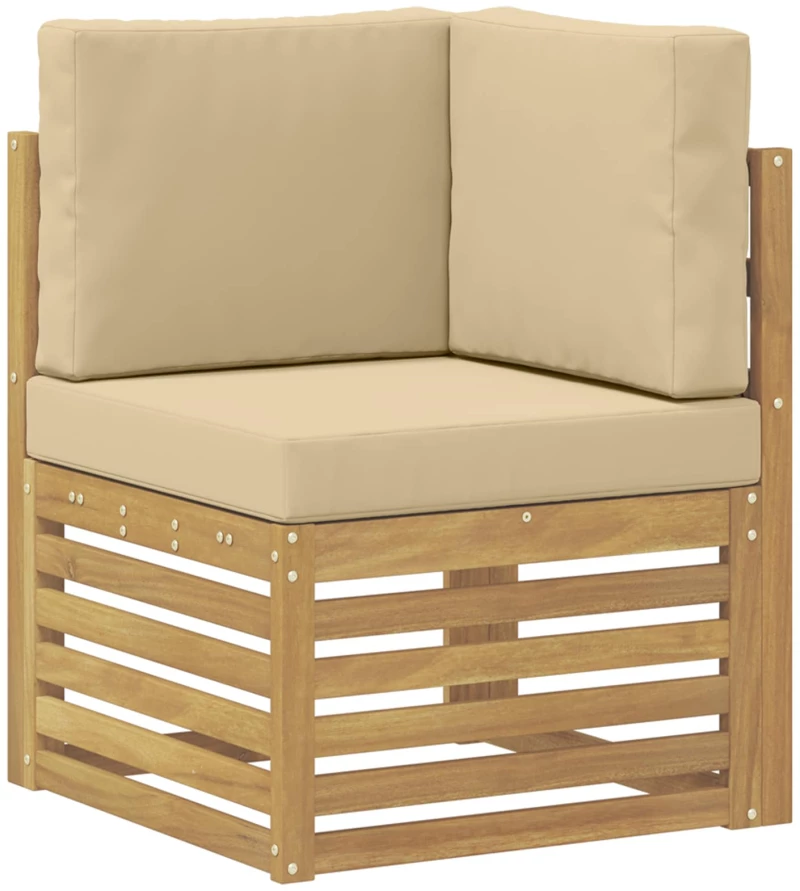 vidaXL Σαλονάκι Γωνιακού Καναπέ 6 pcs Λευκό και Μπεζ