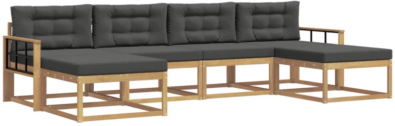 vidaXL Σειρά Καναπέ Εξωτερικού με μαξιλάρι 6 pcs Άσπρο και Ανθρακί