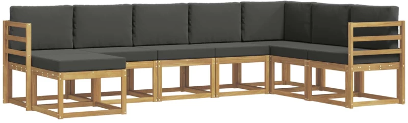vidaXL Σειρά Καναπέ Εξωτερικού με μαξιλάρι 8 pcs Άσπρο και Ανθρακί