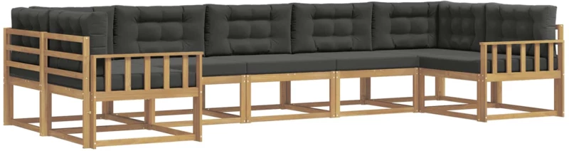 vidaXL Σειρά Καναπέ Εξωτερικού με μαξιλάρι 7 pcs Άσπρο και Ανθρακί