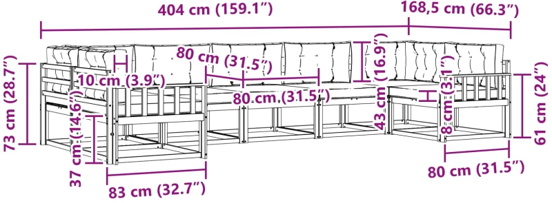 vidaXL Σειρά Καναπέ Εξωτερικού με μαξιλάρι 7 pcs Άσπρο και Ανθρακί