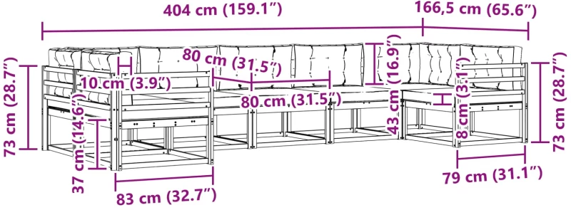 vidaXL Σειρά Καναπέ Εξωτερικού με μαξιλάρι 7 pcs Λευκό και Μπεζ