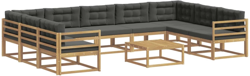 vidaXL Σειρά Καναπέ Εξωτερικού με μαξιλάρι 10 pcs Άσπρο και Ανθρακί